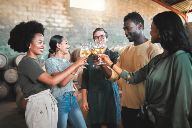 Happy people at Miami wine tasting